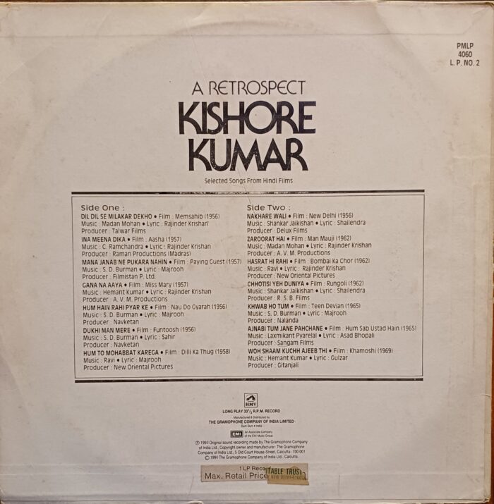 A RETROSPECT - KISHORE KUMAR, VOL- 2 - Image 2