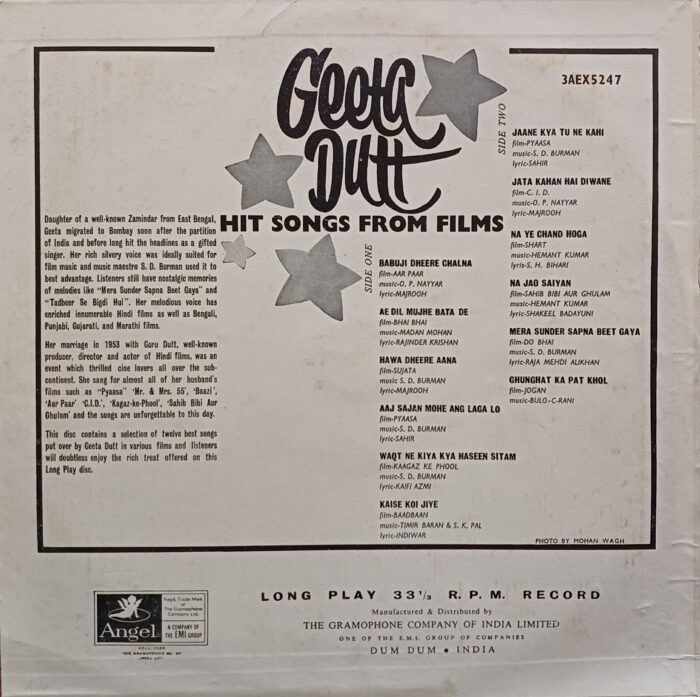 Geeta Dutt / Hits Songs From Films - (Timir Baran & S.K. Pal) - Image 2