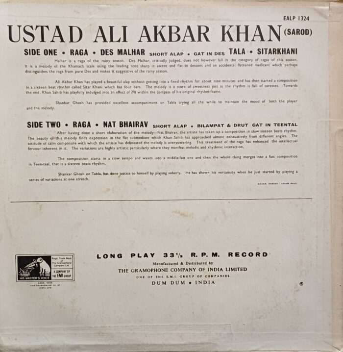 Sarod - Raga : Nat Bhairo / Ustad Ali Akbar Khan - Raga . Des Malhar, Raga . Nat Bhairav - Image 2