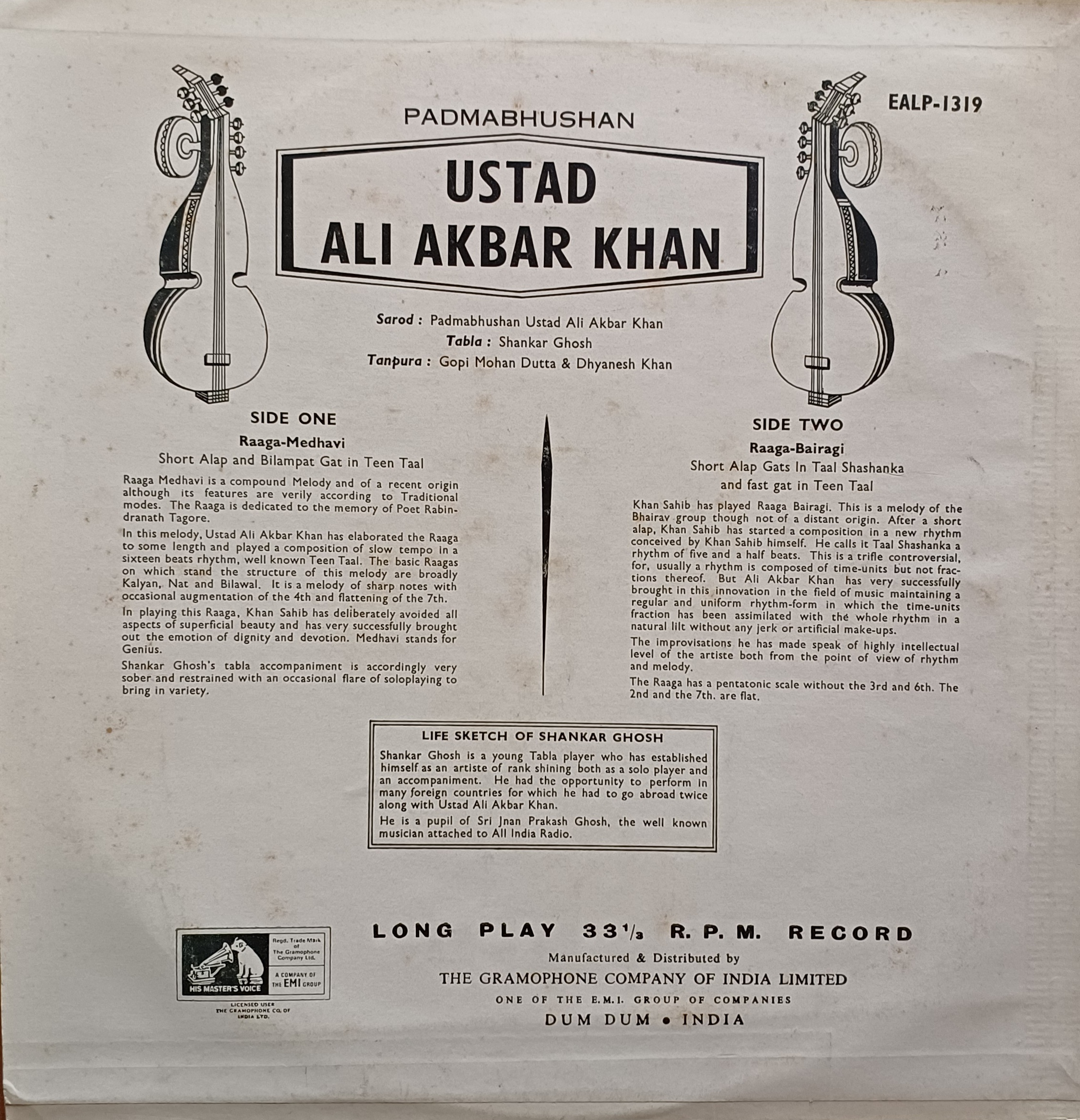 Sarod - Raga: Bairagi / Ustad Ali Akbar Khan - Image 2