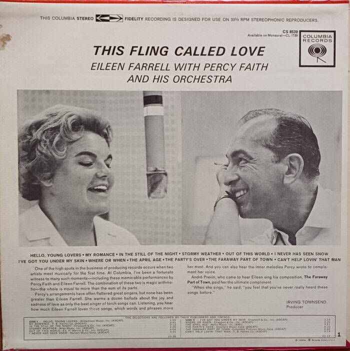 This Fling Called Love Eileen Farrell With Percy Faith And His Orchestra - Image 2