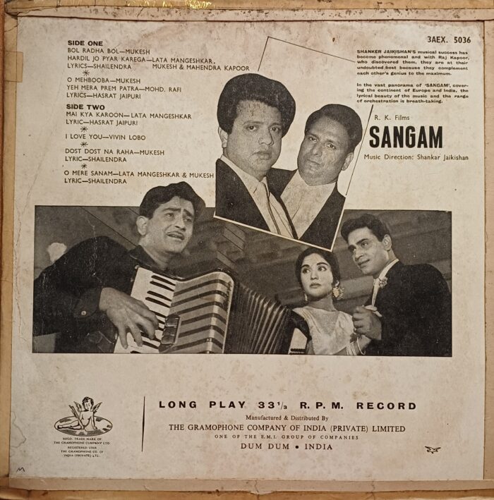 Sangam - (Shankar Jaikishan) - 1st Pressing - Image 2