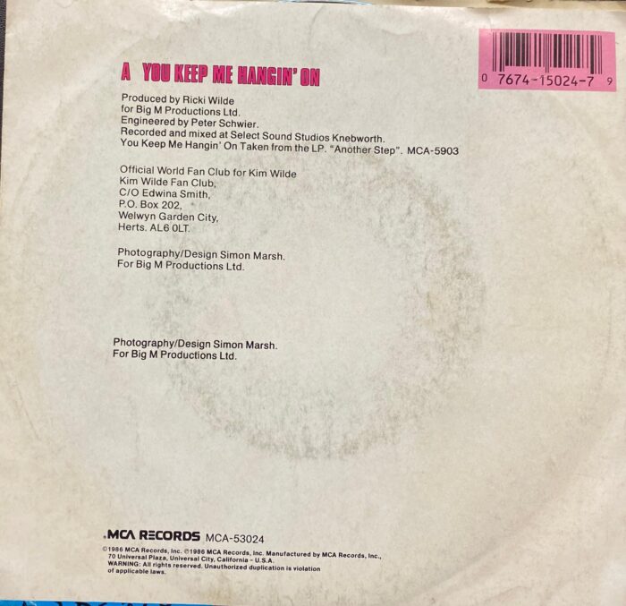 You Keep Me Hangin' On - Kim Wilde - Image 2