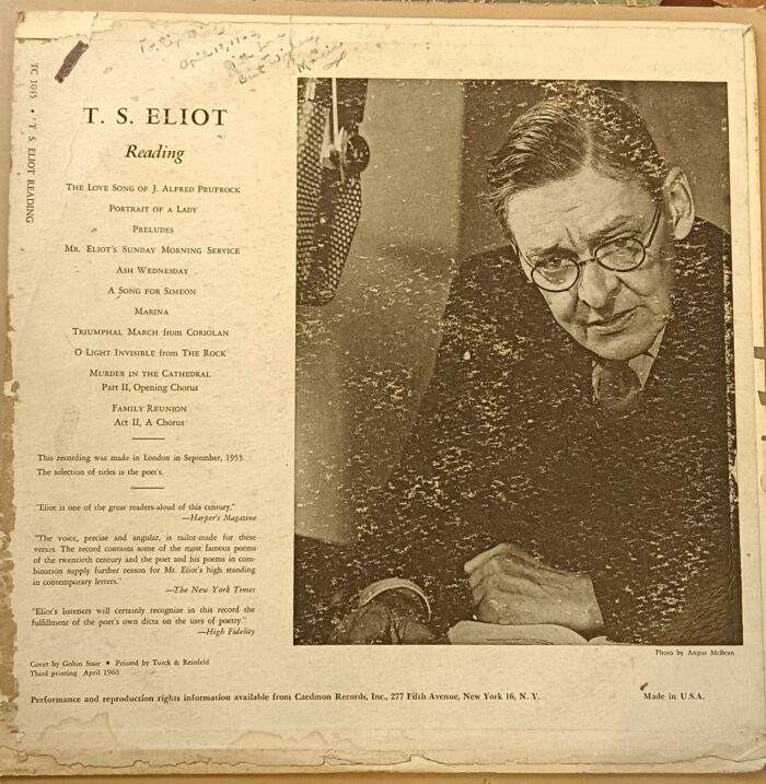 T.S. Eliot reading Poems and Choruses - Image 2
