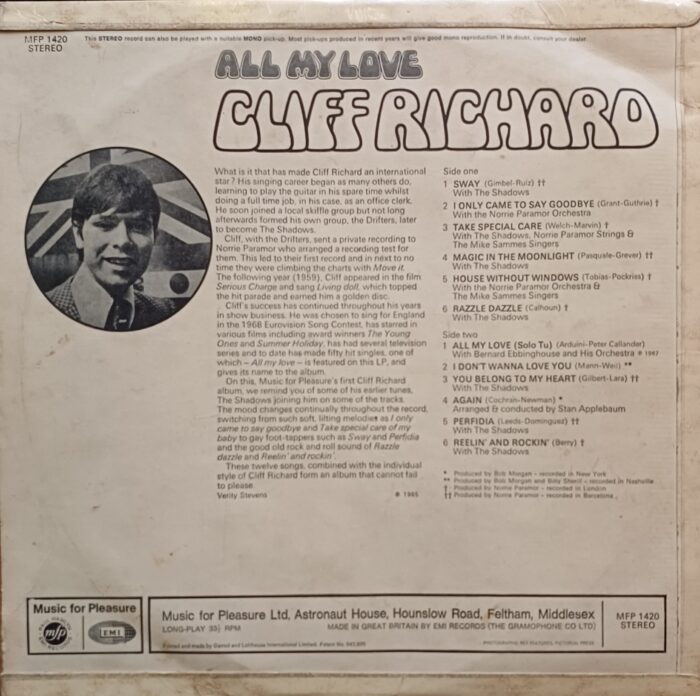 Cliff Richard All My Love - Image 2