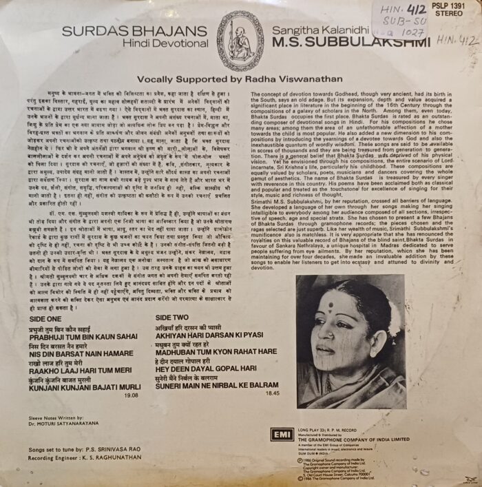 Surdas Bhajans / Sangitha Kalanidhi-M.S. Subbulakshmi - Image 2