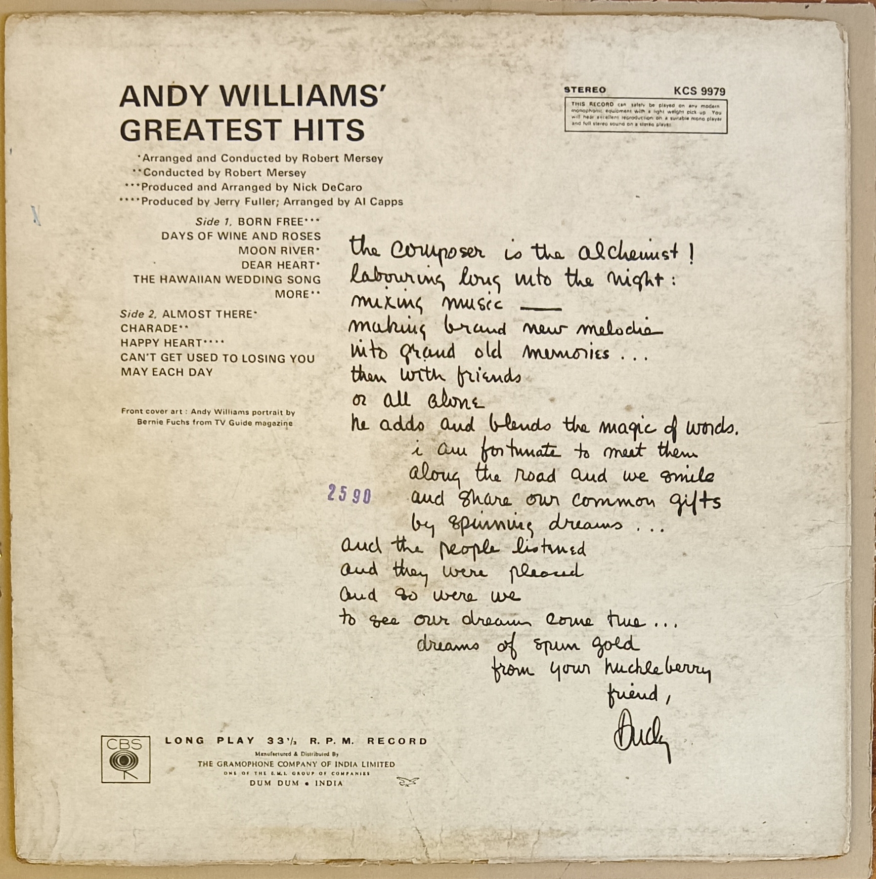 Andy Williams' Greatest Hits - Image 2