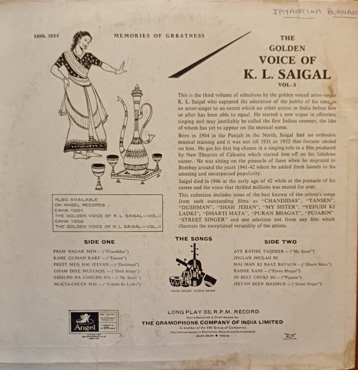 Memories Of Greatness - The Golden Voice Of K.L. Saigal - Vol-3 - Image 2
