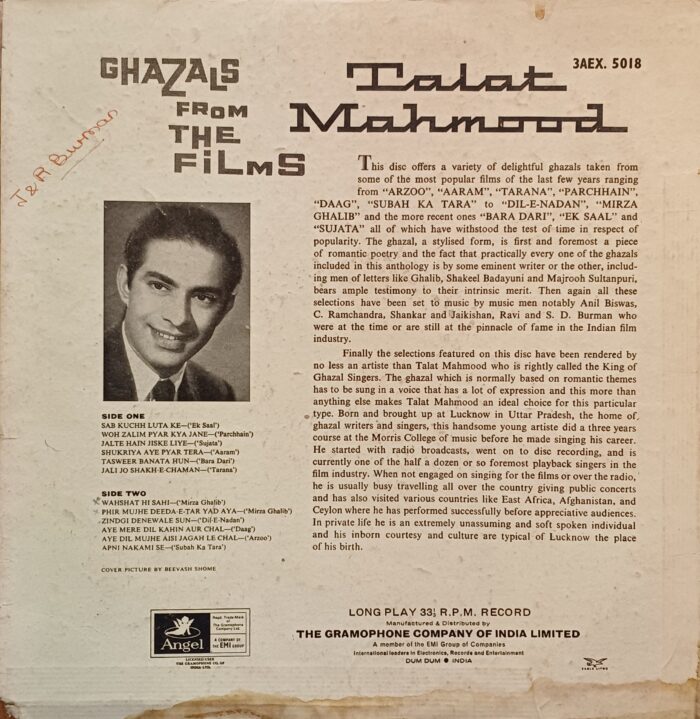 Ghazals From The Films / The Love Songs Of - Talat Mahmood - Image 2