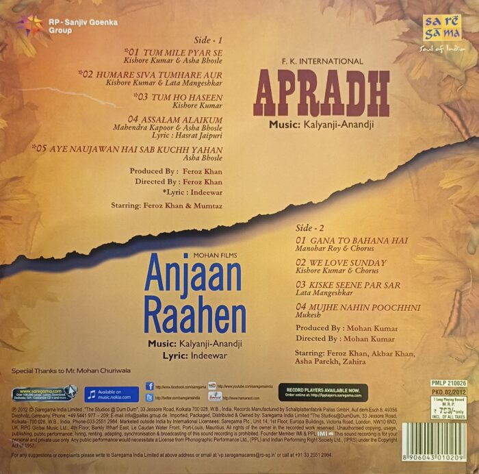 Anjaan Raahen / Apradh - (Kalyanji-Anandji) - Image 2