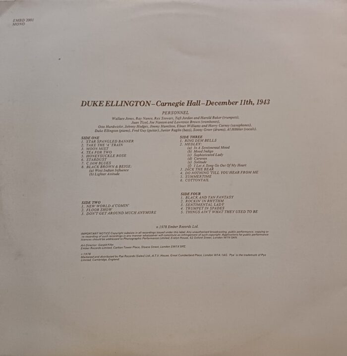 Duke Ellington At Carnegie Hall-December 11th 1943 - (2lp Set) - Image 2