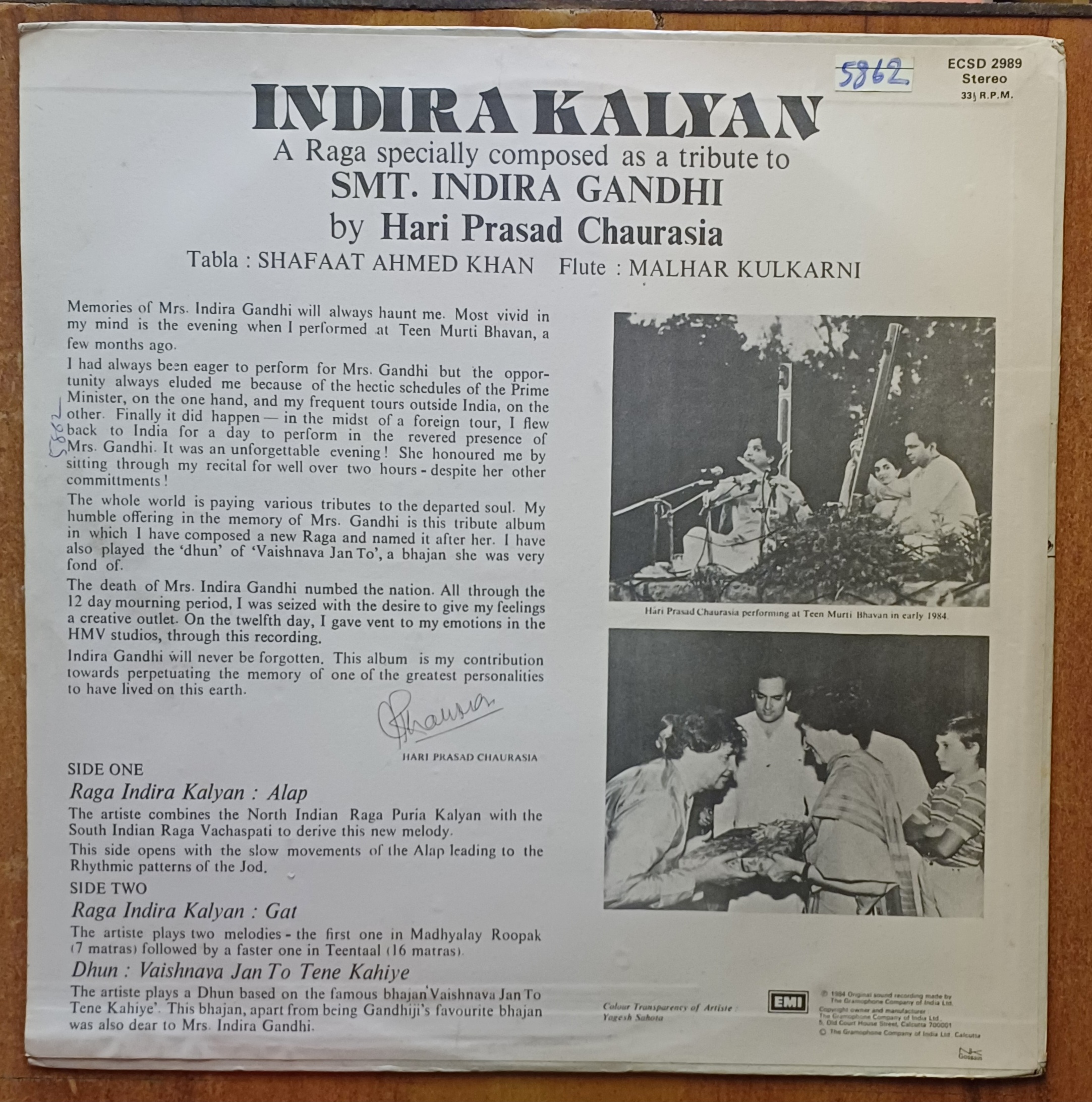 A Tribute To Indira Gandhi By Pt Hari Prasad Chaurasia - Image 2
