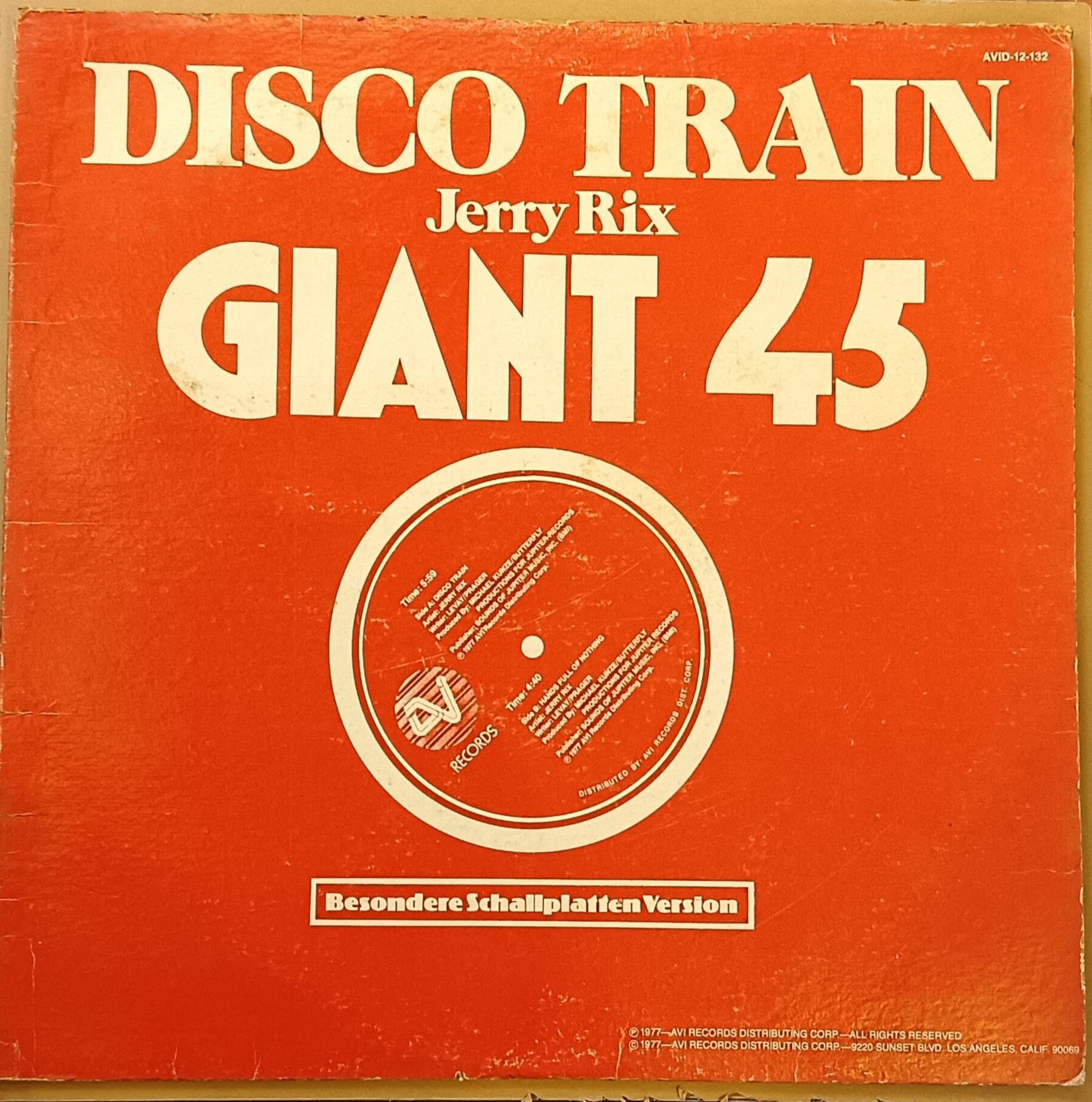 Special 12 Disco Version Hands Full Of Nothing - Disco Train Jerry Rix Giant 45 - Image 2