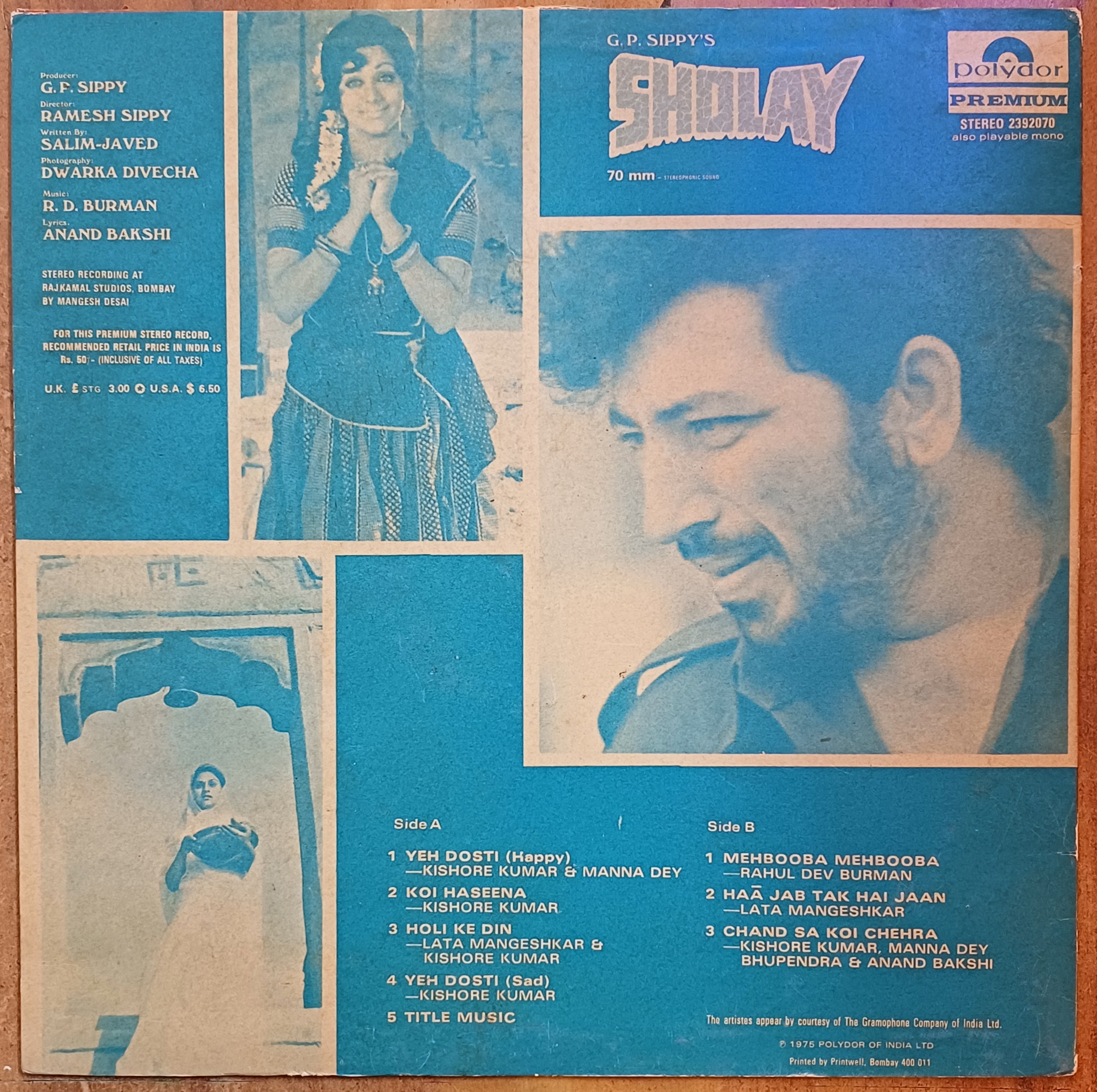 Sholay - (RD Burman) - Lp - Image 2